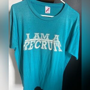 Vintage 80's 50/50 Cotton Poly Turquoise Tee Size XL